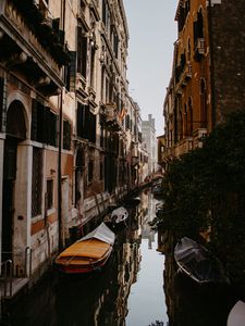 Preview wallpaper street, river, facades, boat