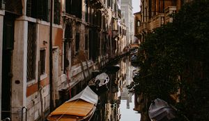 Preview wallpaper street, river, facades, boat