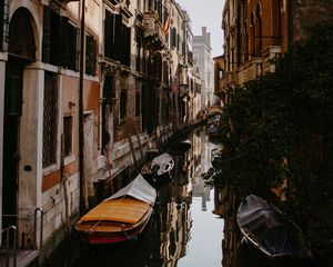 Preview wallpaper street, river, facades, boat