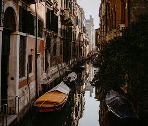 Preview wallpaper street, river, facades, boat