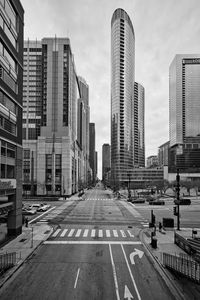 Preview wallpaper street, road, buildings, city, black and white