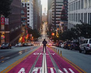 Preview wallpaper street, road, city, building, lonely, santa clarita, united states