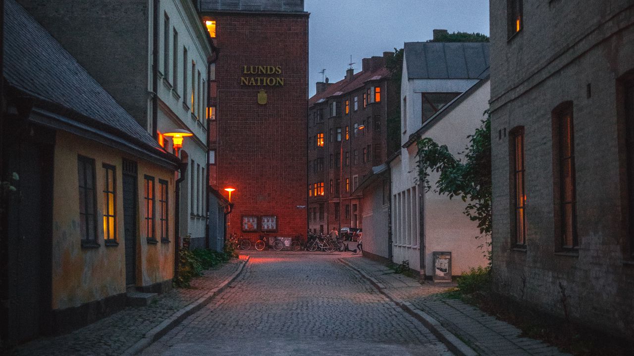 Wallpaper street, road, evening, buildings