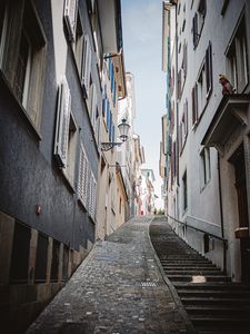 Preview wallpaper street, stairs, buildings