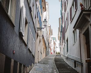 Preview wallpaper street, stairs, buildings