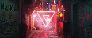Preview wallpaper street, triangle, cyberpunk, neon