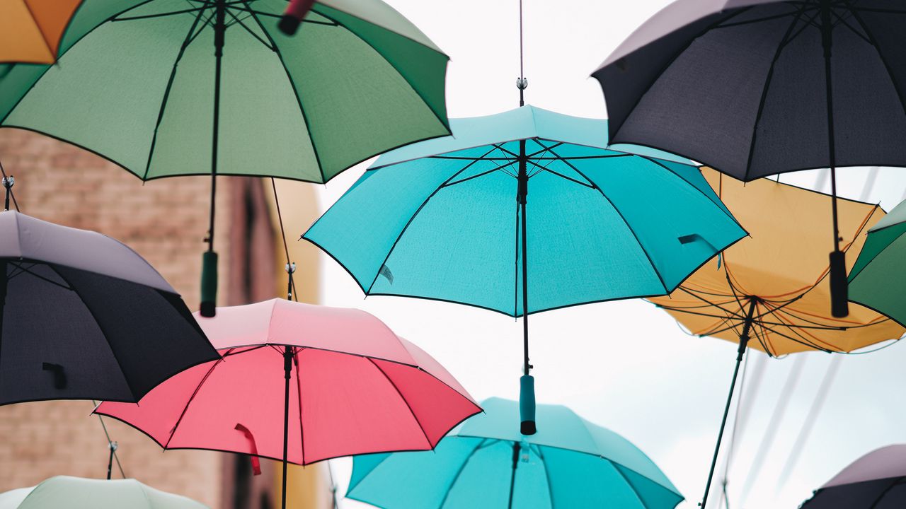 Wallpaper street, umbrella, colorful, decor