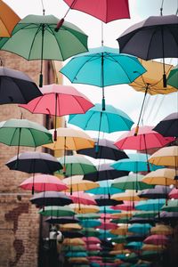 Preview wallpaper street, umbrella, colorful, decor