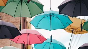 Preview wallpaper street, umbrella, colorful, decor