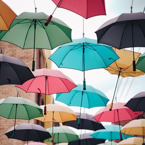 Preview wallpaper street, umbrella, colorful, decor