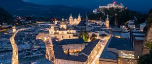 Preview wallpaper streets, roads, lights, freezelight, buildings, city, night