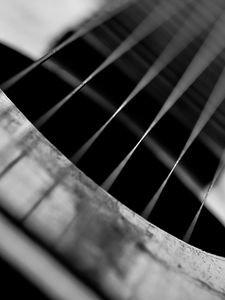 Preview wallpaper strings, guitar, music, black and white
