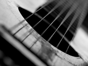Preview wallpaper strings, guitar, music, black and white