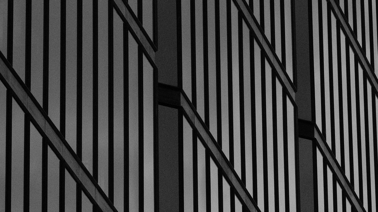 Wallpaper stripes, building, facade, black and white, architecture