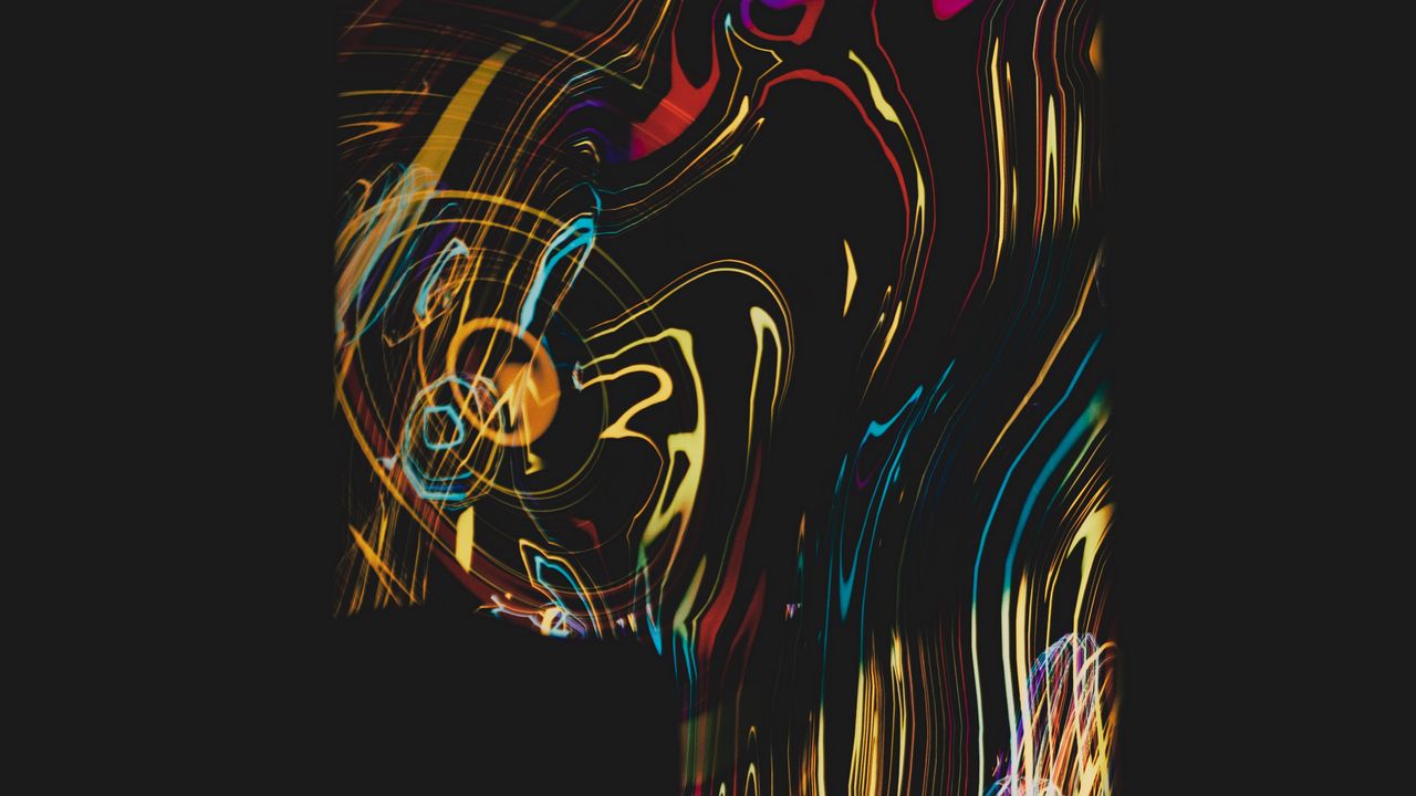 Wallpaper stripes, colorful, distortion, black