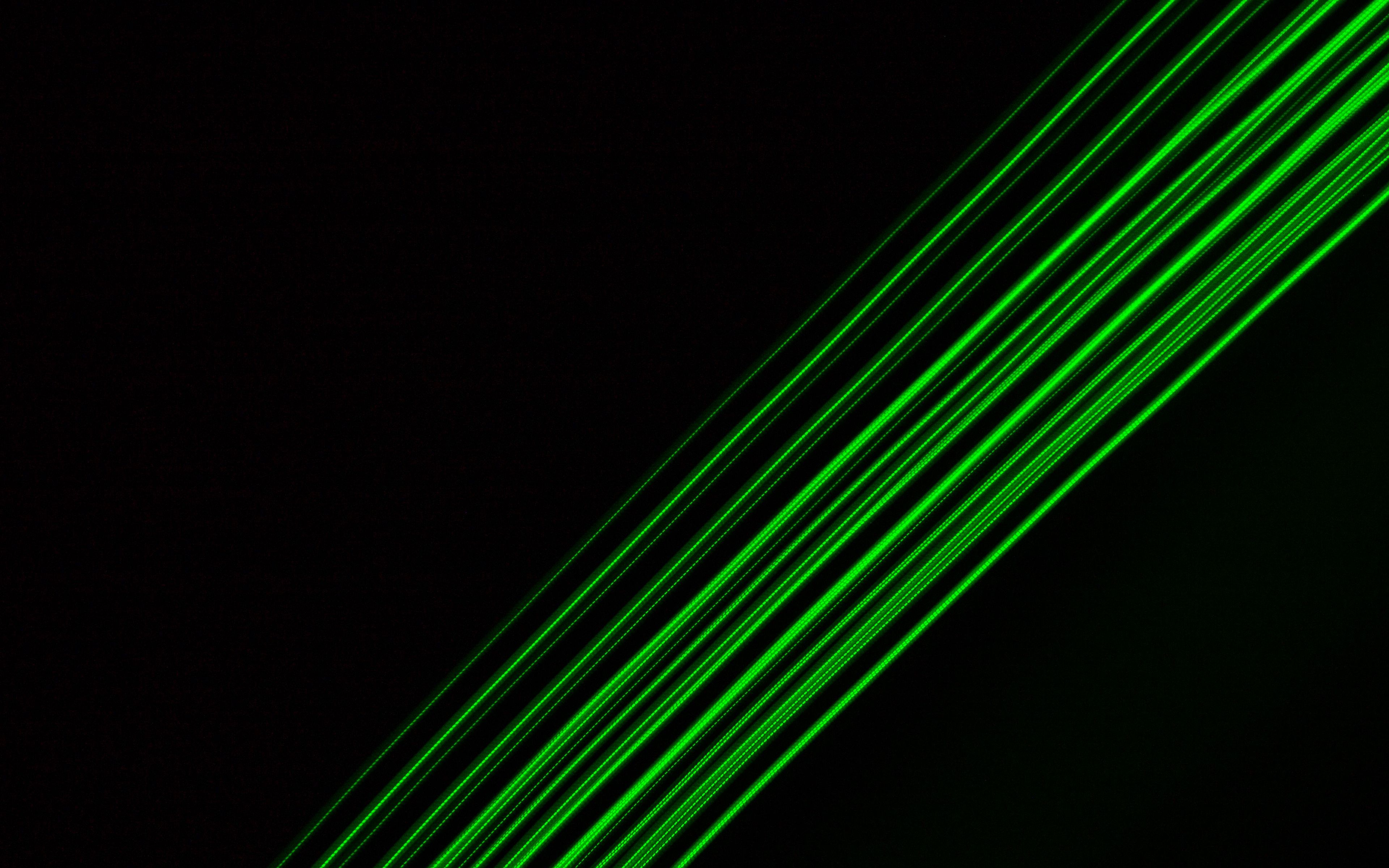 Download wallpaper 3840x2400 stripes, neon, glow, green, black 4k ultra hd  16:10 hd background