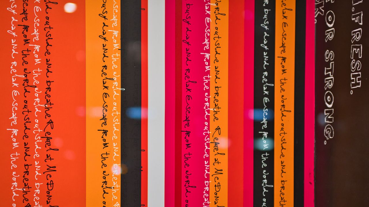 Wallpaper stripes, words, text, inscription, colorful