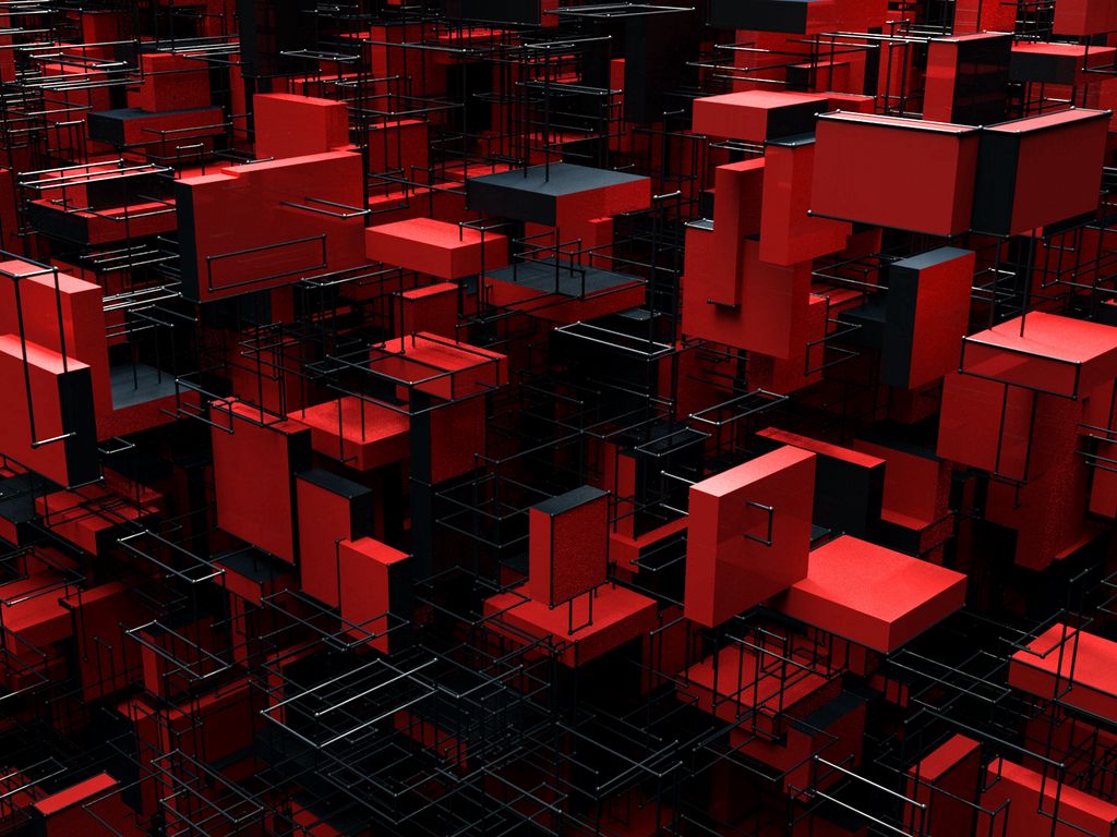 Download wallpaper 1024x768 structure, 3d, construction, red, black  standard 4:3 hd background