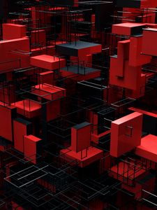 Preview wallpaper structure, 3d, construction, red, black