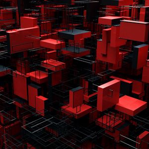 Preview wallpaper structure, 3d, construction, red, black