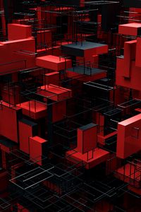 Preview wallpaper structure, blocks, 3d, red, black