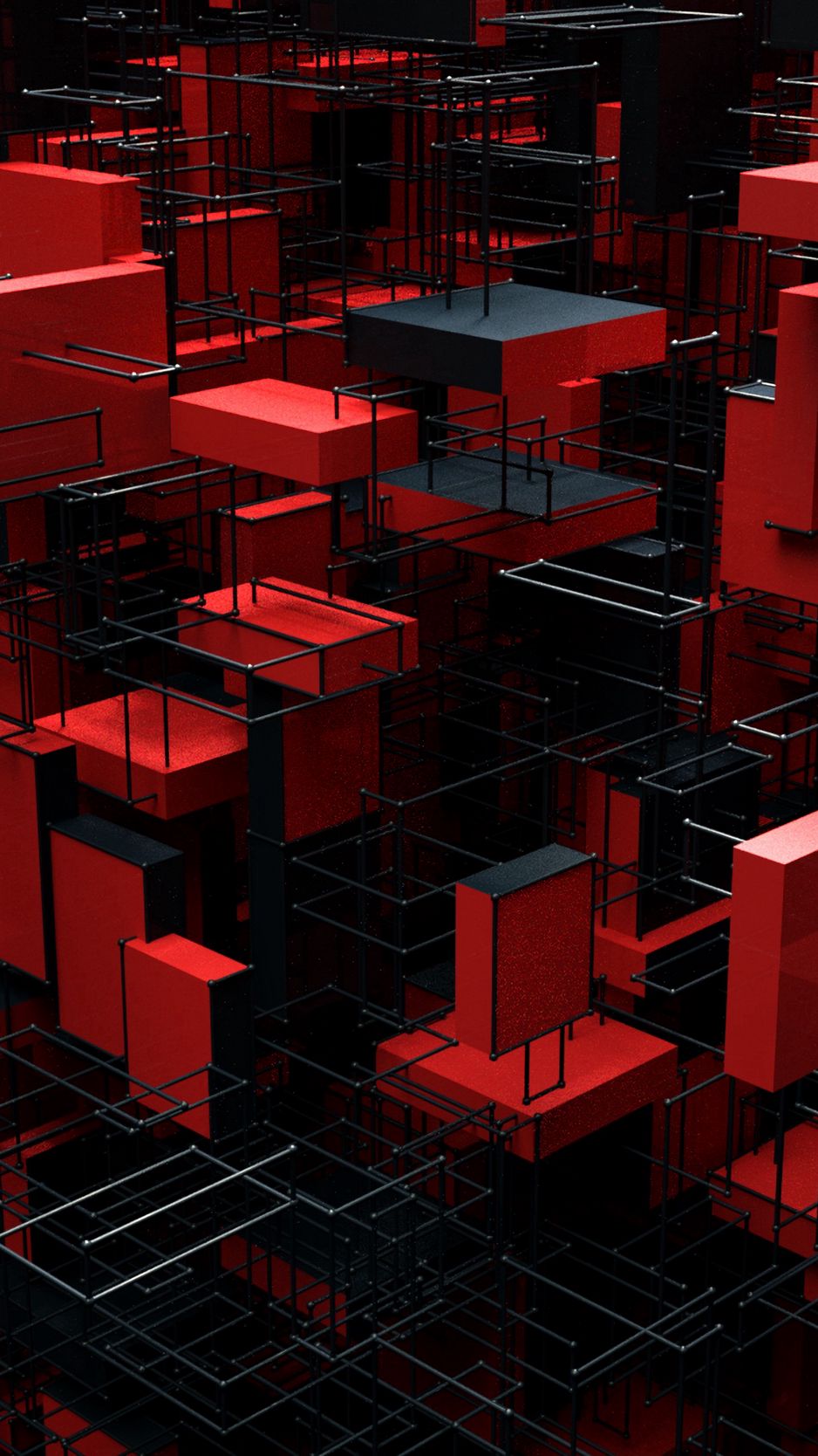 Download wallpaper 938x1668 structure, blocks, 3d, red, black iphone  8/7/6s/6 for parallax hd background