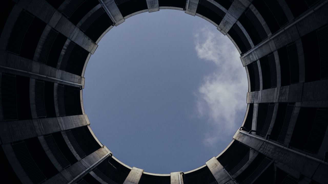 Wallpaper structure, building, circle, sky, bottom view