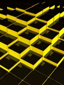 Preview wallpaper structure, cubes, 3d, yellow, black