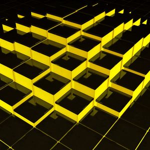 Preview wallpaper structure, cubes, 3d, yellow, black