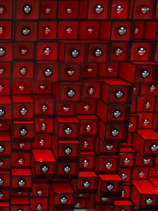 Preview wallpaper structure, cubes, red, 3d