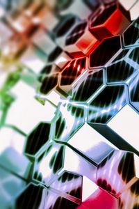 Preview wallpaper structure, hexagons, colorful, light, glare