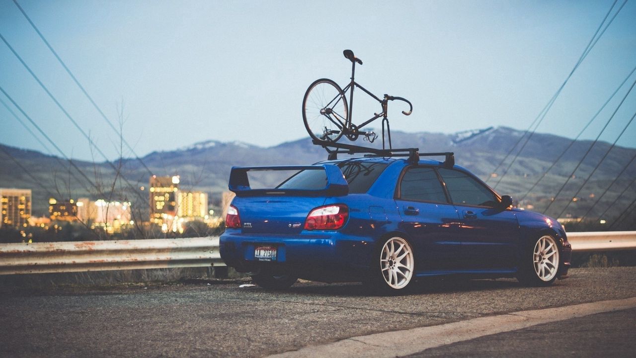 Wallpaper subaru, auto, blue, bike