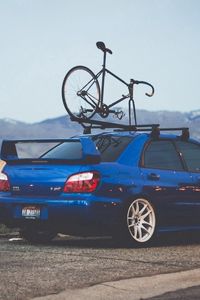 Preview wallpaper subaru, auto, blue, bike