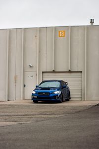 Preview wallpaper subaru, car, blue, parking, front view