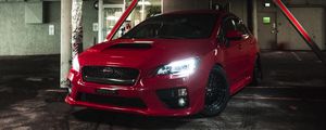 Preview wallpaper subaru, car, red, front view, parking