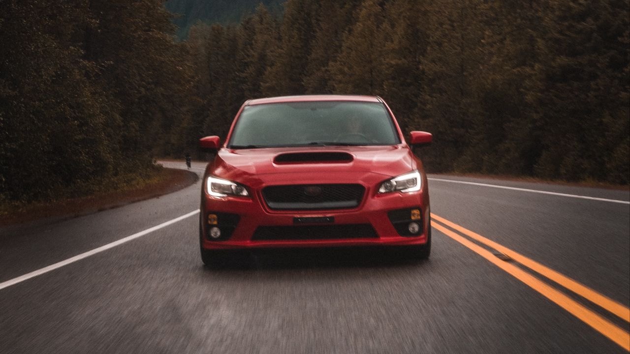 Wallpaper subaru, car, red, road, speed