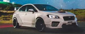 Preview wallpaper subaru, car, side view, spoiler, white