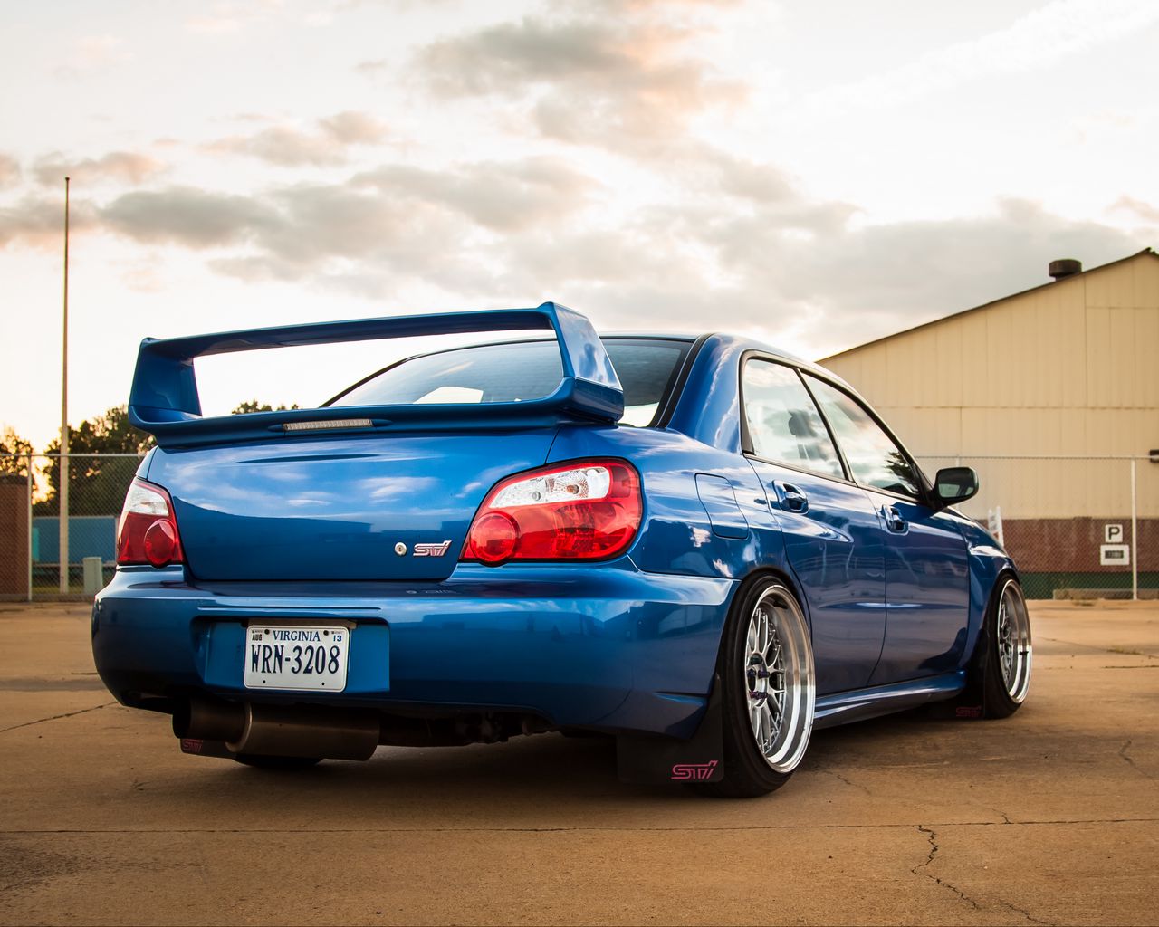 Download Wallpaper 1280x1024 Subaru Impreza Wrx Sti Blue Rear View Standard 5 4 Hd Background