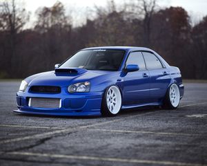 Preview wallpaper subaru impreza, wrx sti, subaru, tuning, blue