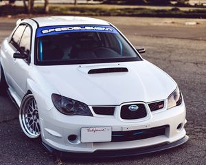 Preview wallpaper subaru impreza, wrx sti, white, auto