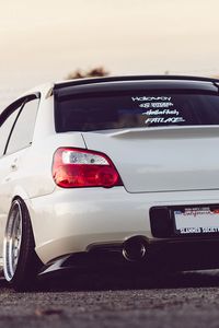 Preview wallpaper subaru impreza wrx sti, white, rear view