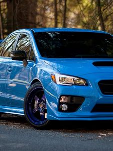 Preview wallpaper subaru, wrx, sti, blue, front view