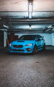 Preview wallpaper subaru wrx, subaru, car, sports car, front view, blue