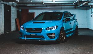 Preview wallpaper subaru wrx, subaru, car, sports car, front view, blue