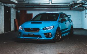 Preview wallpaper subaru wrx, subaru, car, sports car, front view, blue