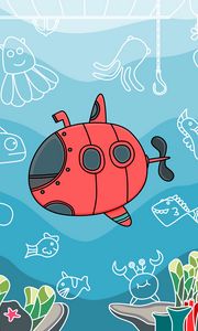 Preview wallpaper submarine, fish, depth, art, vector