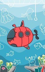 Preview wallpaper submarine, fish, depth, art, vector