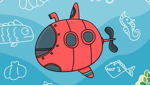 Preview wallpaper submarine, fish, depth, art, vector