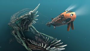 Preview wallpaper submersibles, underwater, light, predator, monster, mouth, teeth