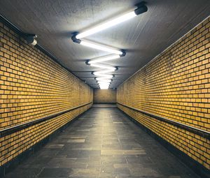Preview wallpaper subway, corridor, lamps, lighting, yellow